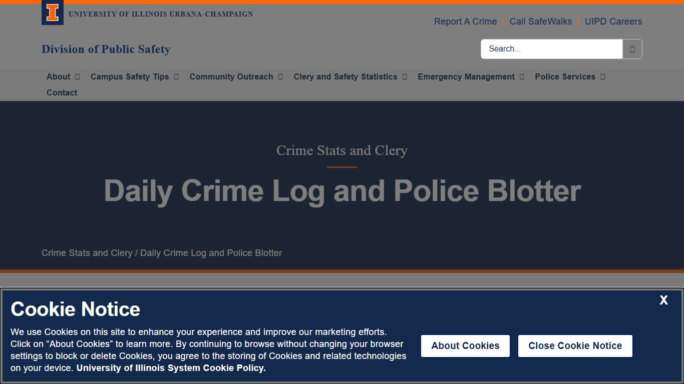 Daily Crime Log and Police Blotter - Division of Public Safety