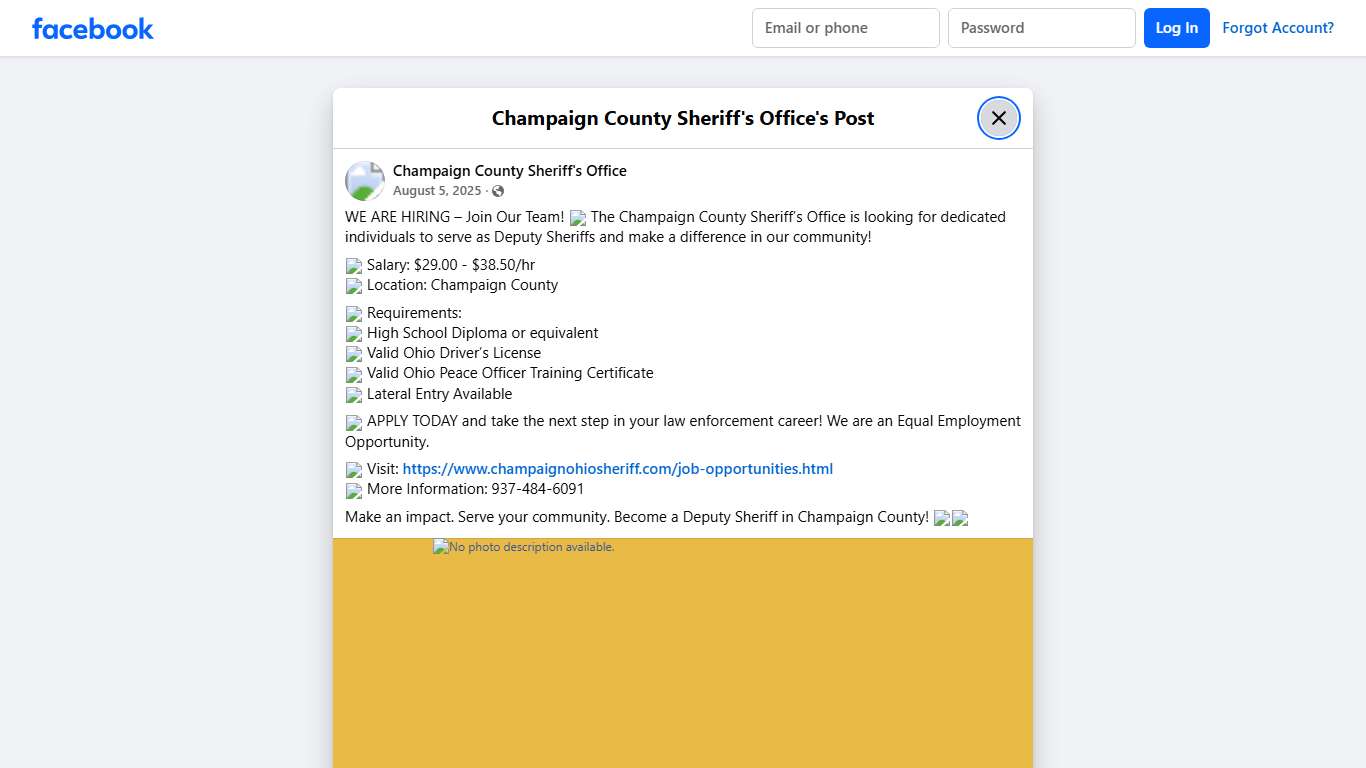 WE ARE HIRING – Join... - Champaign County Sheriff's Office Facebook